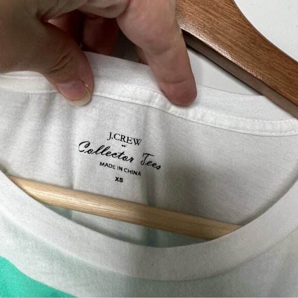 J Crew Factory Womens Size XS Collectors Tee Teal Blue Flag Print Lightweight - Picture 4 of 7